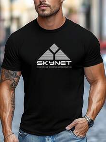 Camisa de algodón con gráfico de red para hombres - Cuello casual. Manga corta. Verano - Camisa con diseño geométrico. Tela transpirable para uso casual - Negro - Ver 1