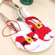 1set(2pcs) - Christmas Costume Styling Knife And Fork Cutlery Bag, Christmas Party Tableware Decoration Supplies, Suitable For Christmas Party Table Decoration, Christmas Tree Decoration Pendant Christmas Christmas Decorations Christmas Pajamas Christmas Gifts Christmas Decor