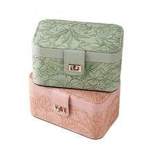 1pc Vintage-Style Jewelry Organizer Box With Lockable Drawers & Velvet-Lined Compartments - Large Faux Leather Rectangular Tabletop Storage For Earrings, Rings, Necklaces - Unique Gift For Women, Mom, Jewelry Box, Jewelry Boxes