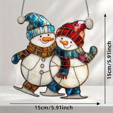Adorno colgante de acrílico plano y lindo de muñeco de nieve navideño, decoración colgante para ventanas, regalo navideño para el hogar, decoración de invierno, adorno navideño, decoración de pared, apto para jardín, porche, dormitorio, oficina, cocina, decoración del hogar y decoración de patio exterior