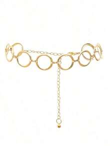 1pc Minimalist Geometric Spiral Metallic Waist Chain, Chic Body Chain For Women - Vàng - Xem 1