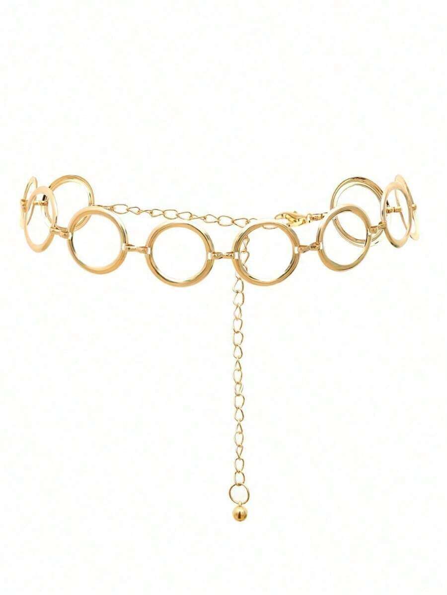 1pc Minimalist Geometric Spiral Metallic Waist Chain, Chic Body Chain For Women - Vàng - Xem 1