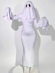 1pc Ghost Costume, Cute Ghoul Outfit Set, Cosplay Role-Playing Dress, Suitable For Holiday Parties, Performances, Balls, Stages, Halloween And All Festivals, Includes Dress Only