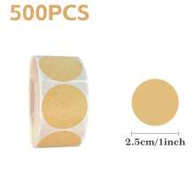 500 pièces/rouleau Étiquettes rondes blanches en papier kraft 2,5 cm, étiquettes autocollantes manuscrites, étiquettes de scellage, étiquettes décoratives - Multicolore - Voir 17