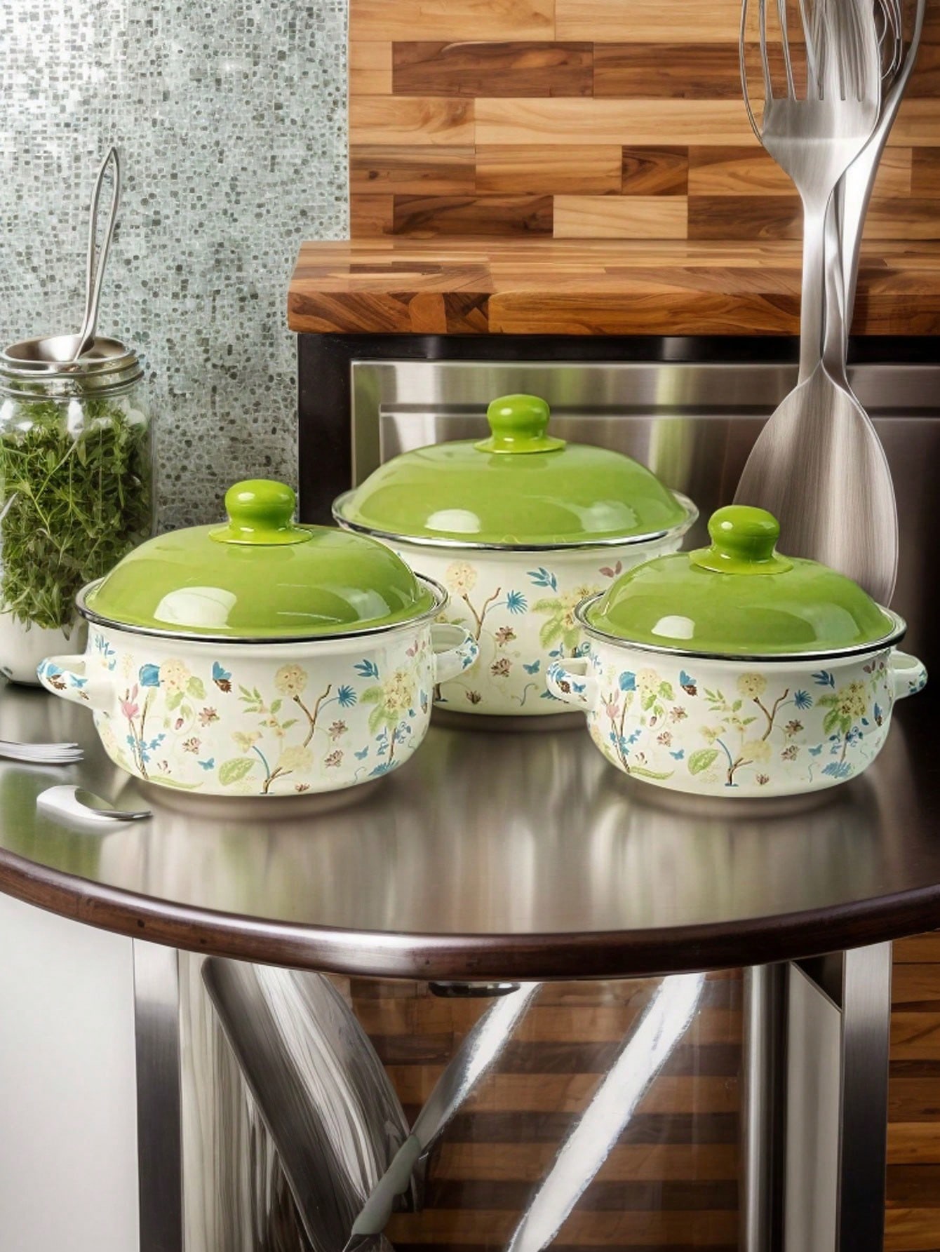 طقم أواني طهي مينا متعددة الوظائف 3 قطع – مقاسات 1...