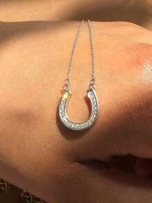 1pc Minimalist Horseshoe Zirconia Pendant Necklace, Elegant & Fashionable Everyday Wear Necklace For Women