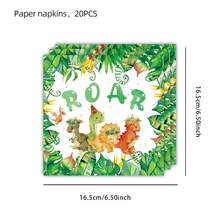 50pcs,Dino Party Tableware,Anime Dinosaur Party Tableware, Paper Plates, Napkins And Cups Perfect For Birthday Party, Jurassic Dinosaur Jungle Style Party, Birthday Shower - Multicolor - View 5