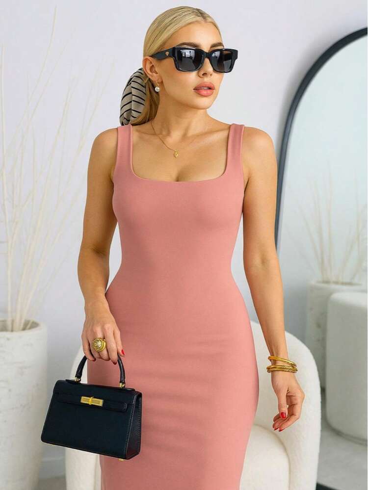 Sophia LYS vestido ajustado unicolor vestido tank elegante fresco - Rosa - Añade 1