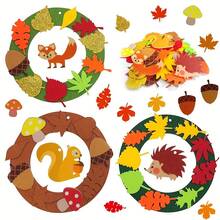 Fall Wreath Kit - 131/259 Pcs Autumn Maple Leaf Wreath Set With Glitter Stickers, Felt Fall Leaves Stickers DIY Craft For Thanksgiving, Christmas, Halloween Home Classroom Party Decor (Thanksgiving Decorations, Fall Wreath DIY, Glitter Maple Leaf Garland)