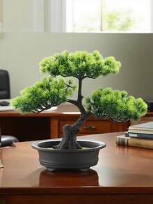 1pc 45cm/17.72in Elegant Artificial Pine Bonsai Tree Tabletop Bonsai, Low-Maintenance & Lifelike, Perfect Gift For Plant Lovers,Ideal For Small Spaces,For Home Office Desk Deco