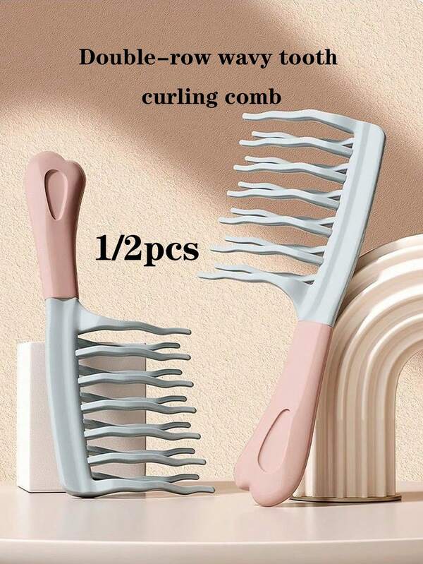 1pc Women's Wide-Tooth Hair Comb, Suitable For Long Curly And Voluminous Hairstyles, Fashionable Black And Light Blue Combs With ABS Handles, Ideal For Curly Hair Management And Home Massage, Perfect Holiday Gift For Friends, Stylish Hair Care | Elegant Hair Comb | Durable ABS Handle