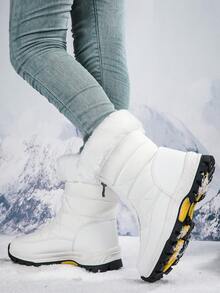 Women's Winter Snow Boots With Fleece Lining, Thickened TPR Sole, Warm Fleece Lining, And Round Toe Design. Suitable For Outdoor Snow And Hiking Scenarios. These Hiking Boots Combine Functionality And Style, Featuring A Fabric Lining For Winter Footwear. - trắng - Xem 5