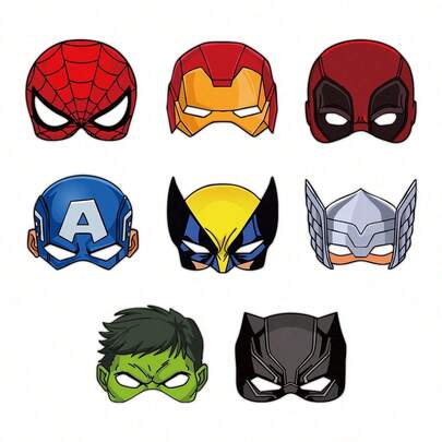 Marvel 8 st, Superhjälten Spider-Man, Festfotograferingsrekvisita, Pappersglasögon, Ögontillbehör med hjältetema, Festtillbehör, Superhjältepappersglasögon, Födelsedagsfestfotograferingspresenter, Lämplig som födelsedagspresent, Halloween, Jul, Examenssäsong, Festdekoration, Festnödvändigheter (Slumpmässig stil)