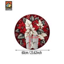 1 pièce/10 pièces Tapis de bain antidérapant avec design de poinsettia et flocon de neige, en matériau de flanelle, tapis de sol rond, décoration moelleuse, convient pour la salle de bain, la porte, la cuisine, le salon et autres occasions, lavable en machine, antidérapant, décoration de Noël, idée cadeau