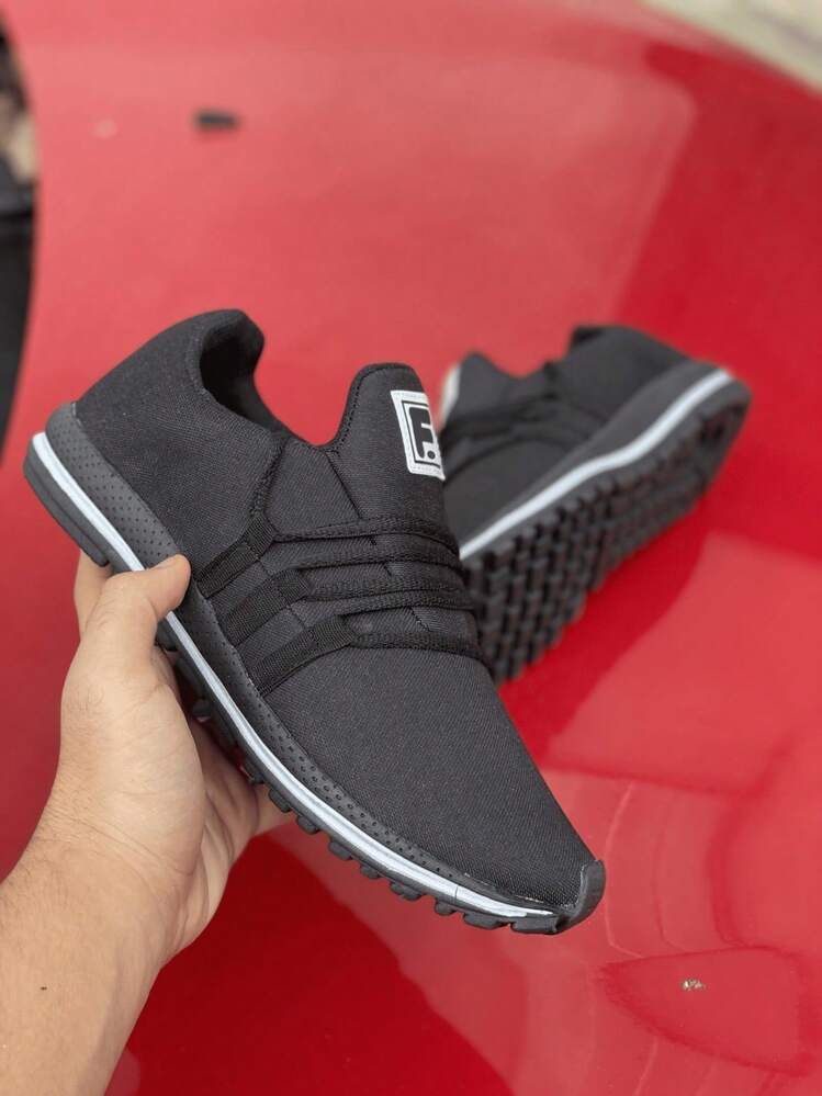 Tênis Casual Masculino e Feminino Esportivo Confortável Leve Academia Corrida Caminhada Tênis estampado - Preto e Branco - Visão 2