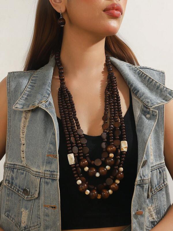 Collana boho fatta a mano con perline, stile esagerato e nuovo, adatta per l'uso quotidiano, i viaggi e le feste, per europee, americane e africane