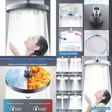 DAHAN 9'' Regaderas para Baño 6 in 1 Multifuncional Cabeza de Ducha Regadera de Lluvia de Alta Presión ABS Galvanoplastia Rotacion de 360 Ángulo Ajustable Redondo Regaderas Fija para Baño Hotel SPA - como en la foto - Ver 1