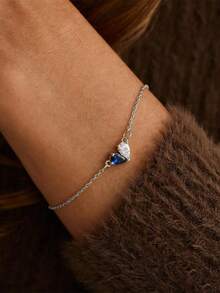 1pc Custom Heart Birthstone Bracelet, Two Birthstone Bracelet, Mother And Daughter Bracelet, Anniversary Gift, Gift For Mom, Mother's Day Gift - Multicolor - View 5