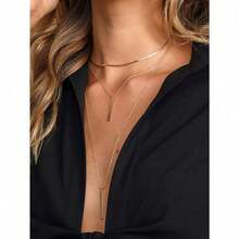 1pc Vintage Minimalist Snake Bone Chain Multilayer Pendant Necklace, Suitable For Daily Wear, Parties, Dates And Gifts Fashionable Elegant All-Season Jewelry Daily Wear Jewelry Simple Stylish Party Jewelry Minimalist Versatile Gift Jewelry Minimalist Office Accessories  Light Luxury Elegant All-Season Jewelry