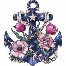 1pc/2pcs/3pcs Ship Anchor & Floral Combination Heat Transfer Stickers, Suitable For DIY Hoodies, T-Shirts, Sweatshirts, Jeans, Backpacks, Tote Bags, Pillowcases And Retro Baseball Caps. Durable Washable Plastic Stickers For Crafting And Decorating - Easy To Iron, Perfect Gift For Crafters And DIY Enthusiasts