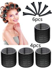 10 peças de modeladores de cabelo jumbo, rolos grandes com presilhas, modeladores de cabelo autoadesivos, adequados para cabelos longos/médios/curtos, franjas, modeladores faça você mesmo 2,36 pol., 1,9 pol., 1,53 pol., presente de dia das mães, dia dos namorados, ferramentas essenciais para ondulação para famílias, kit de modelagem de cabelo, kit de ferramentas para cabelo