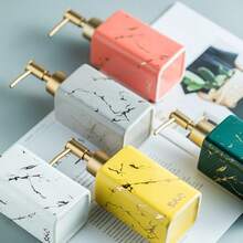 1pc 320ml Ceramic Refillable Liquid Soap Dispenser Bottle, Luxury Style Pump Lotion/Shower Gel Bottle, Suitable For Bathroom, Hotel, Restroom