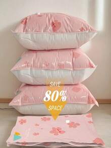 3个/1个真空收纳袋，节省空间的真空密封袋，樱花图案太空袋，用于衣服、被子、毛毯、床上用品的真空密封袋