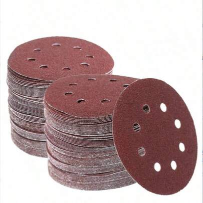 10pcs/30pcs 5-Inch Sanding Discs, Hook And Loop Sanding Pads, Sanding Discs, 8-Hole Red Sandpaper, Medium-Low Grit Assortment, Suitable For 40/80/100/120/150/180/240/320/400/600 Grit Sanders, 5-Inch, 8-Hole Round Sanding Discs