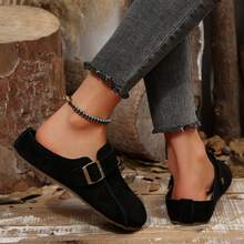 Womens Casual Easter Shoes Flat Loafers Summer Simple Metal Decor - Black - View 8