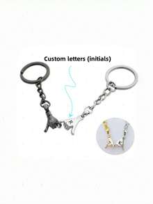 1 par, llavero personalizado para parejas, iniciales personalizables, romántico, grabado con láser, adecuado para llaves, bolsas, colgantes, se puede usar como regalo, Día de San Valentín, Halloween, Navidad