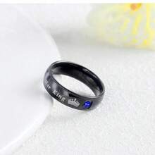 1 Pc Fashion Couple Rings For Lover's Her King His Queen Letter Rings Fashion Rhinestones Artificial Zirconia Crown Rings Romantic Anniversary Wedding Band - His Queen - View 5