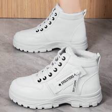 Damen Winterstiefel, neue flauschig verdickte Schneestiefel mit Einknopfverschluss, warme und wasserdichte Winterschuhe