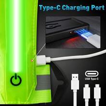 LED Reflective Vest Safety Gear, Light Up Vest Night Walking Cycling, High Visibility Running Vest With Reflective Strips - 綠色 - 查看 9