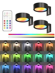 1/3/4/5/6入 無線金屬壁燈 LED 畫作燈 電池供電 磁吸式無線壁燈 射燈 展示燈 3種照明模式 藝術展示燈 150mAh 遙控夜燈 閱讀燈 - RGB款 - 查看 14