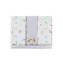 花卉蝴蝶结装饰女士小钱包简约三折钱包学生风格现货日式设计女士钱包迷你钱包钱包秋季小钱包可爱钱包 Y2K 钱包 - 彩色 - 查看 9