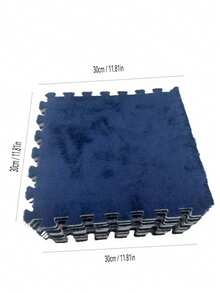 16 件家用纯色拼布垫，装饰性卧室拼图厚泡沫地毯垫，毛绒可修剪纯色拼布垫