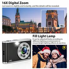 松典4K数码相机，4800万像素Vlog相机，适用于直播，前后双摄像头，双镜头自拍，16倍数码变焦，防抖功能，2.8英寸屏幕，1300万像素CMOS传感器，包含1块电池和32G SD卡，小巧便携旅行Vlog相机，是初学者的理想礼物。 - 相機+記憶卡 - 查看 6