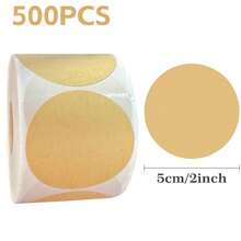 500 pièces/rouleau Étiquettes rondes blanches en papier kraft 2,5 cm, étiquettes autocollantes manuscrites, étiquettes de scellage, étiquettes décoratives - Multicolore - Voir 16