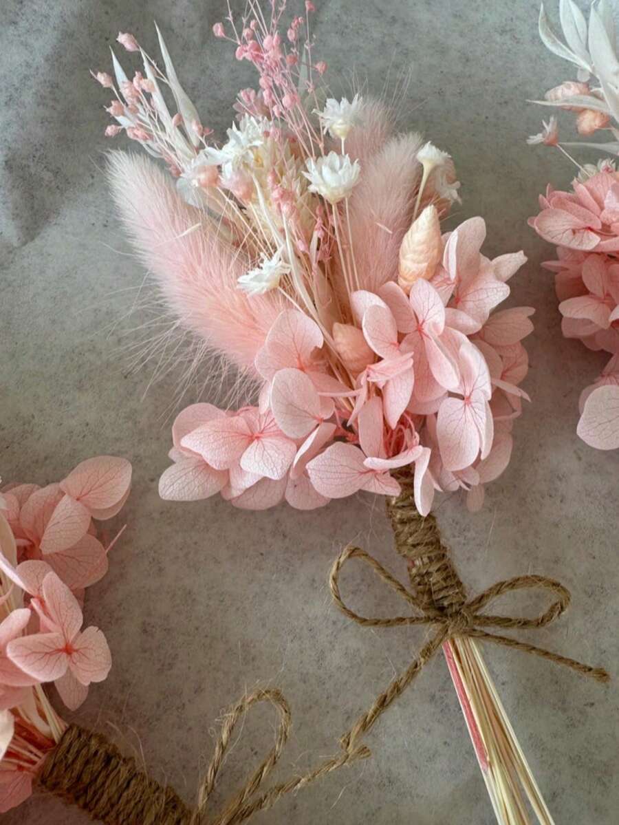 1/2/3/4/6/8/10/12/20 Pcs Dried Flower Bouquet, For Vase, Birthday Cake, Gift Box, Wildflower Shower Decor And Wedding Bouquet, Mailing Card, 3D Camera Photo Frame, Candle Making - Pink - View 1