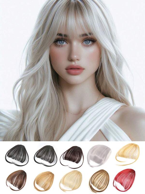 1 Clip-On Air Bangs With Sideburns, Synthetic Hairpiece For Bangs Enhancement, Women's Wig Bangs With Sideburn Hair Accessory Clip, Daily Styling For Women And Girls