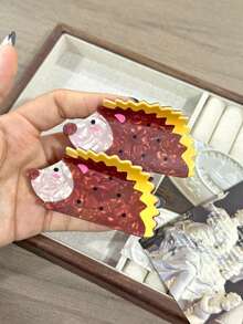 1pc/2pcs Cute Hedgehog Shaped Hair Clips, New Design, Suitable For Bun Hairstyle Decoration, Ornament, Gift