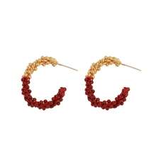 1 Pair Asymmetrical Twisted C-Shape Red Drip Oil Earrings, Luxurious, Delicate, Vintage Style Earrings Suitable For Women, Great Gift For Friends And Girlfriends