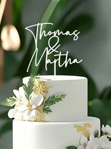 个性化婚礼蛋糕装饰摆件，定制乡村风新郎新娘名字蛋糕装饰摆件，防水，精致美观，时尚复古，适用于茶室、家居、花园、办公室，周年纪念日、情人节、母亲节、生日、父亲节、毕业典礼、婚礼、乔迁之喜等场合，营造温馨氛围，秋季装饰，永恒的爱 - 彩色 - 查看 2