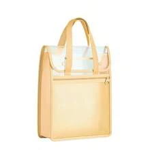 Large Capacity Student PP Twill Handbag, Portable Tote Bag With Mesh Double Layer Transparent School Supplies Bag