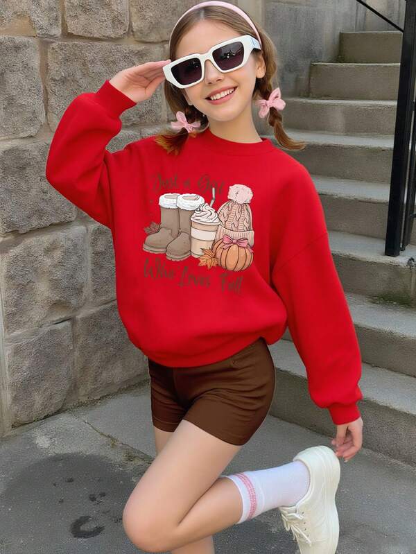 Just A Girl Who Likes Tall People Printed Casual And Personalized Long-Sleeved Pullovers, Loose Long-Sleeved Sweatshirts And Sportswear For Autumn And Winter, 100% Polyester Fiber, Round Neck, Suitable For Men And Women In Autumn And Winter