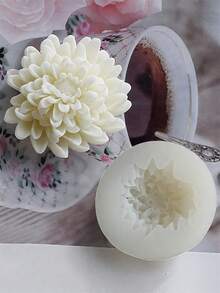 3D Chrysanthemum Blossom Silicone Mold - Scented Candle, Soap, Resin, And Plaster Crafts For DIY Home Decor, Flower-Shaped Candle Holder, Home Decor Mold | Floral Design | Durable Mold - White - View 4