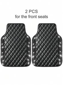 2件/3件/5件套亮面汽车脚垫 - 菱形绗缝皮革材质 | 防滑脚跟垫，防水 | 通用型，适用于轿车、SUV、卡车、轿车 | 女性及女孩的理想之选 - 款式A - 查看 17