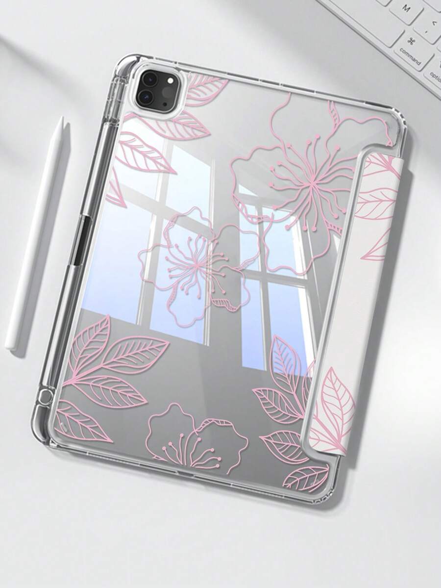 This Beautiful And Adorable Cartoon Pink Floral Double-Sided Acrylic Crystal Clear Back Cover Is Shock-Resistant And Durable, Suitable For IPad 7th, 8th (10.2 Inch) And 10th Generation. It Has A Built-In Pen Slot, Supports Sleep/Wake Function, And Multiple Folding Stand Modes. It Is An Ideal Choice For Halloween And New Year Gifts.