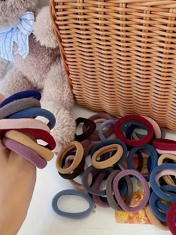 50pcs/100pcs,Seamless Hair Ties For Hair Loops, No Damage To Hair, For Tying Hair, High Elasticity, Rubber Bands, Colorful Rope Hair Accessories, Not Tight