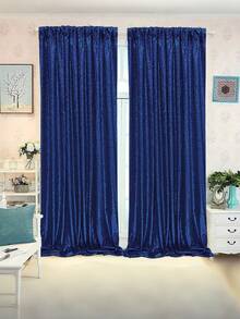 2pcs Navy Blue Sequin Backdrop Curtain, Polyester Glitter Party Background Drape, Birthday Party Decoration Supplies Banner, Navy Blue Reusable Curtain, Suitable For Home Decor, Wedding, Baby Shower, Christmas, New Year, Fits Metal Arch Frame And Balloons, Backdrop Decor, Also Suitable For Daily Use, Shiny Background Fabric Never Goes Out Of Style. - Navy Blue - View 5